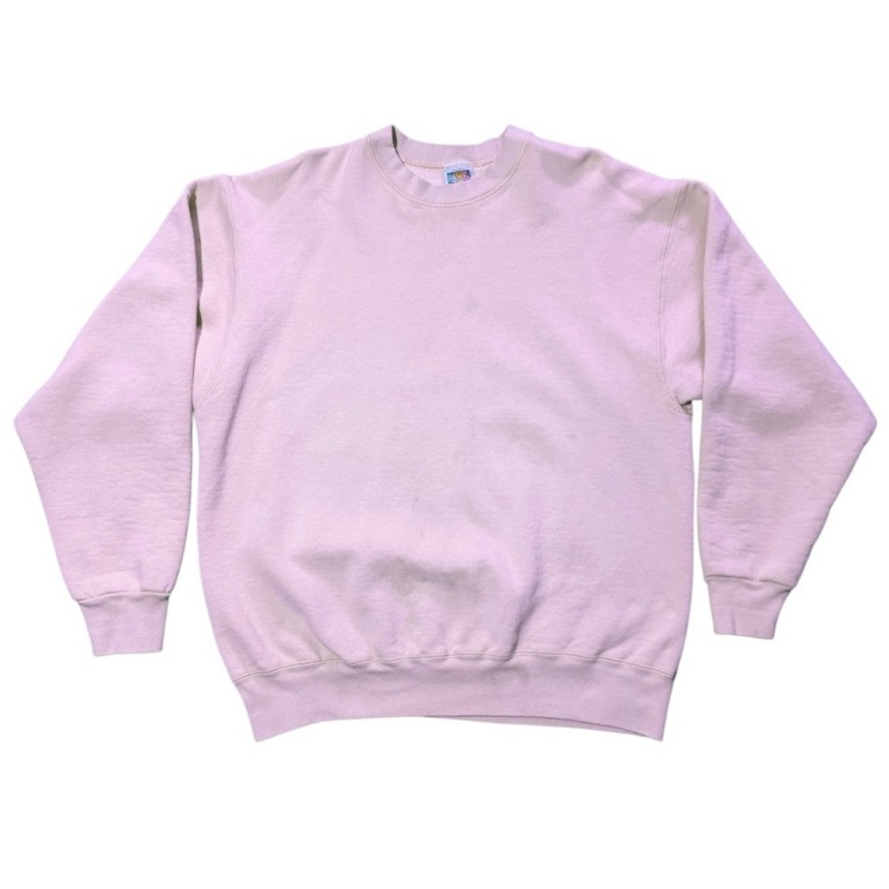 Vintage 90s Basic Pain Pink Pullover Fruit Of The Loom Heavy Crewneck Sweater